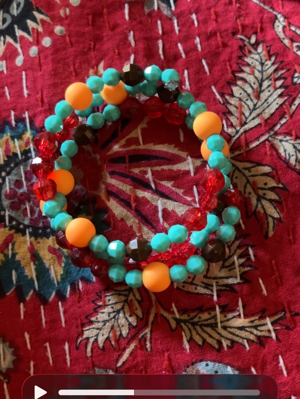 Bracelet  - Turquoise, Orange & Red & Brown